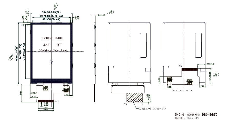 Mechanical Drawing - 4D LCD 35480320 3.5